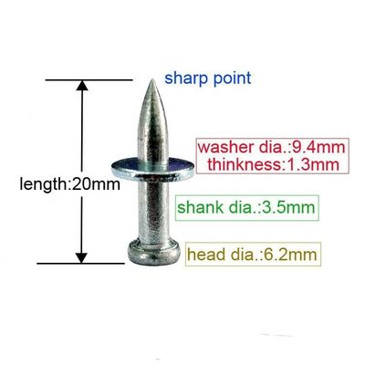 スムーズ・シェンク 3.5mm 電気ガルバン化ハンマードライブピン 20mm コンクリートの固定